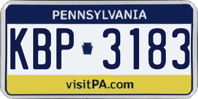 PA license plate KBP3183