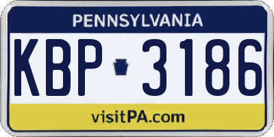 PA license plate KBP3186