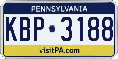 PA license plate KBP3188