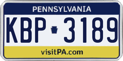 PA license plate KBP3189