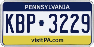PA license plate KBP3229