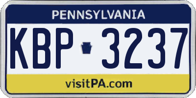 PA license plate KBP3237