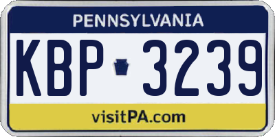PA license plate KBP3239