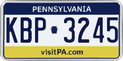 PA license plate KBP3245