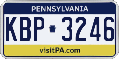 PA license plate KBP3246