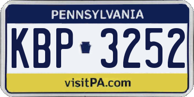 PA license plate KBP3252