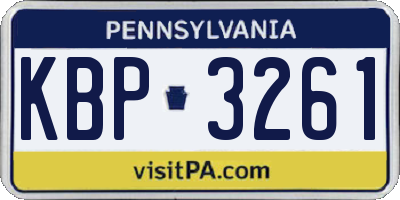 PA license plate KBP3261