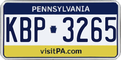 PA license plate KBP3265