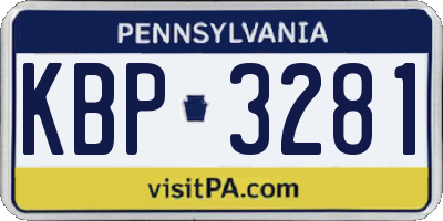 PA license plate KBP3281