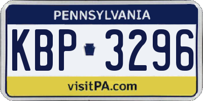 PA license plate KBP3296