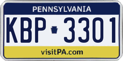 PA license plate KBP3301