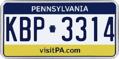 PA license plate KBP3314