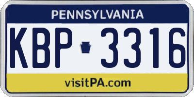 PA license plate KBP3316