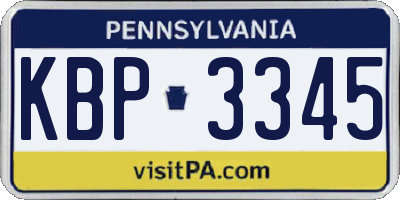 PA license plate KBP3345