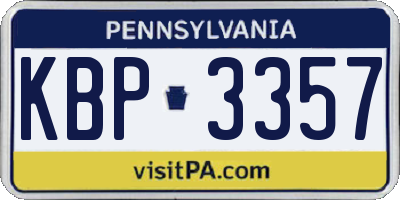 PA license plate KBP3357