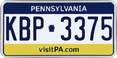 PA license plate KBP3375