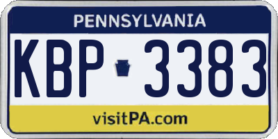 PA license plate KBP3383