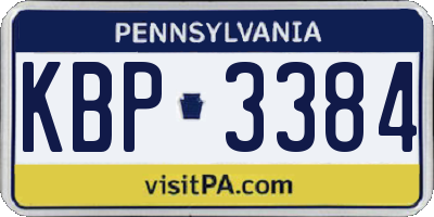 PA license plate KBP3384
