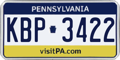 PA license plate KBP3422