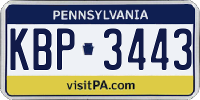 PA license plate KBP3443