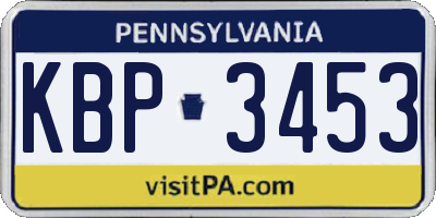 PA license plate KBP3453