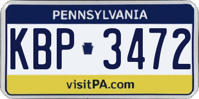 PA license plate KBP3472