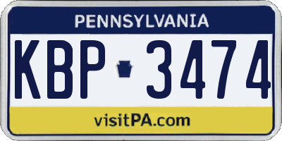 PA license plate KBP3474