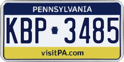 PA license plate KBP3485
