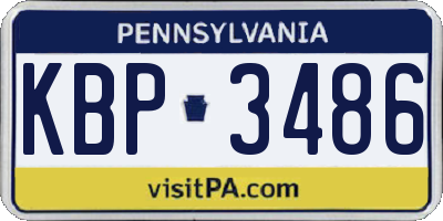PA license plate KBP3486