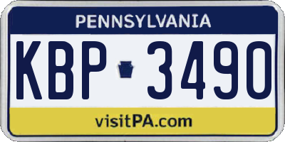 PA license plate KBP3490