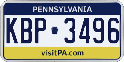 PA license plate KBP3496