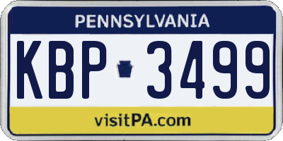 PA license plate KBP3499