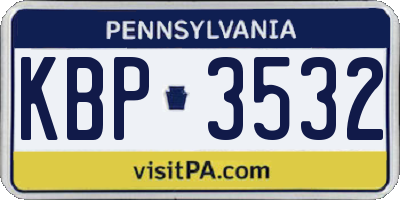 PA license plate KBP3532