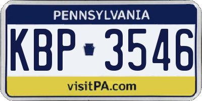 PA license plate KBP3546