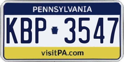 PA license plate KBP3547
