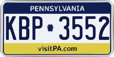 PA license plate KBP3552