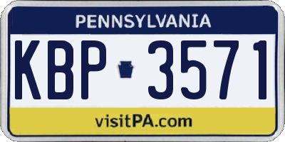 PA license plate KBP3571