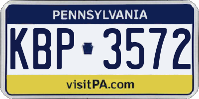 PA license plate KBP3572