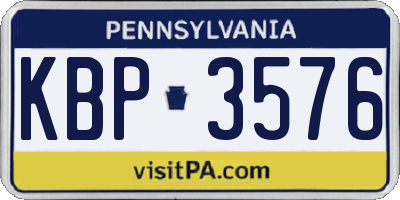 PA license plate KBP3576