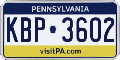 PA license plate KBP3602
