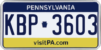 PA license plate KBP3603