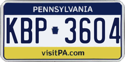 PA license plate KBP3604