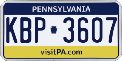 PA license plate KBP3607
