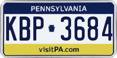 PA license plate KBP3684