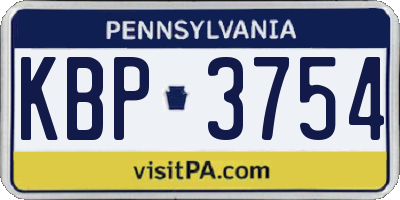PA license plate KBP3754