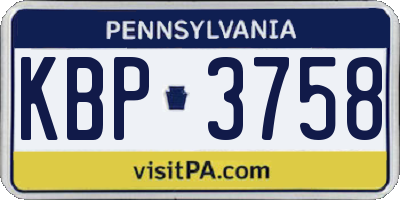 PA license plate KBP3758
