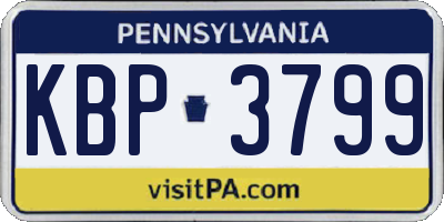 PA license plate KBP3799