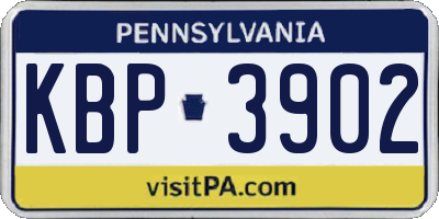 PA license plate KBP3902
