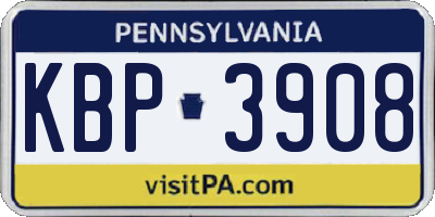 PA license plate KBP3908