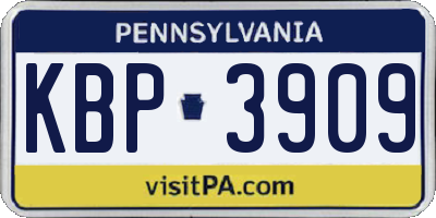 PA license plate KBP3909